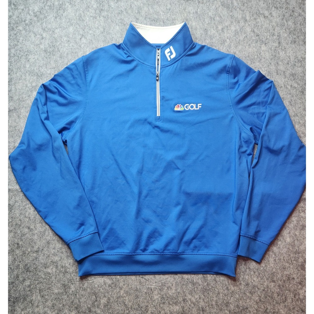 FootJoy Golf Pullover Mens Medium Blue Quarter Zip‎ Tour Issue NBC Sports Logo